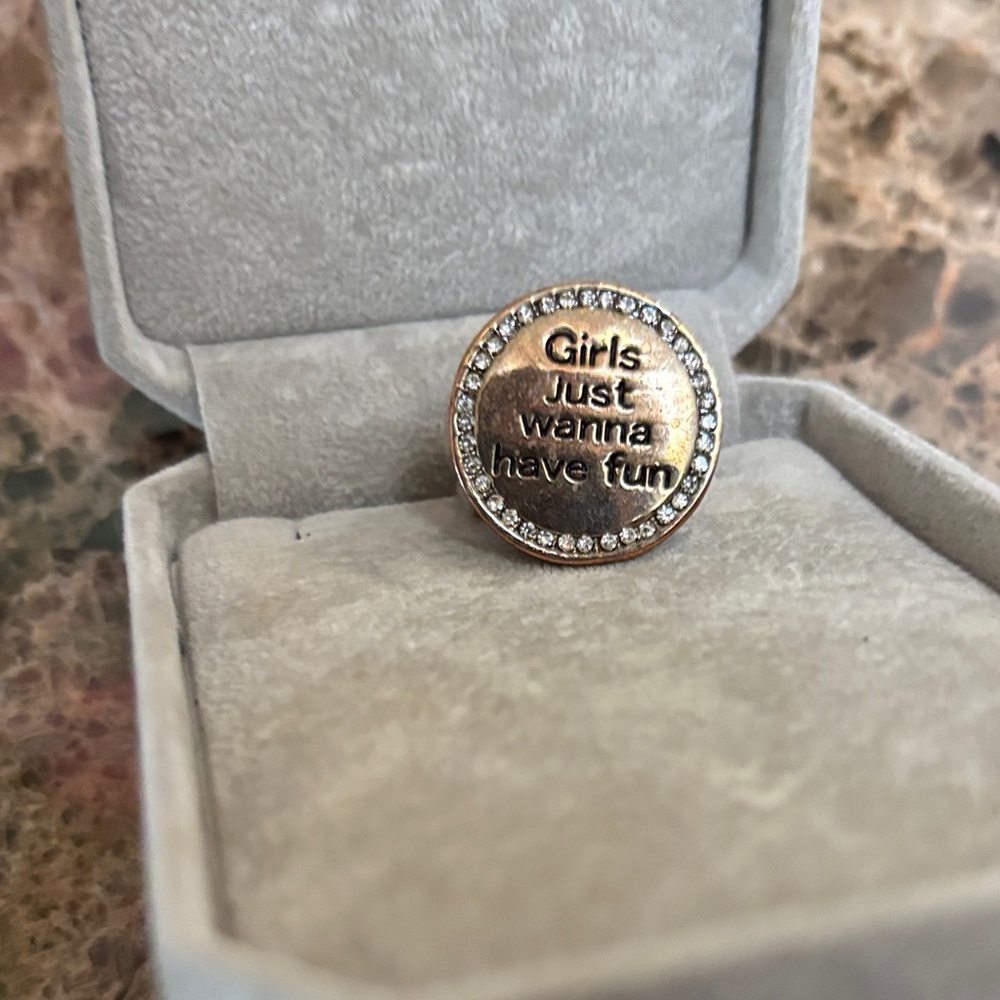 Statement Ring with Crystal Accents
“GIRLS JUST WANT TO HAVE FUN”